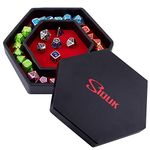 SIQUK Dice Tray with Lid Hexagon Dice Holder Dice Rolling Tray for DND RPG Dice Games and Other Table Games, Red