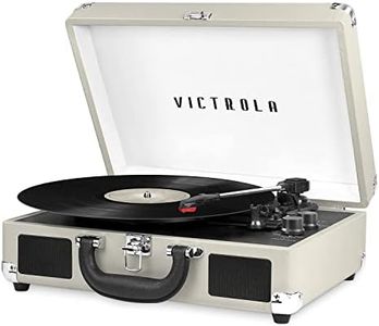Victrola Vintage 3-Speed Bluetooth Portable Suitcase Record Player with Built-in Speakers | Upgraded Turntable Audio Sound| Includes Extra Stylus | Light Grey, 1SFA (VSC-550BT-LTG)