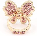 KolorFish Funky Mobile Phone Ring Grip Holder Stand 360 Degree Rotation with Finger Ring for All Mobile Phone and Tablet (Diamond Butterfly Pink)