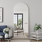 FVANF Arched Full Length Mirror, 64"x21" Free Standing Floor Mirror, Modern Full Body Mirror with Stand, Wall Mirror with Aluminum Alloy Frame for Bedroom,Living Room, White