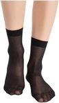 Milumia Women's Mesh Sheer Socks Ankle High Socks Dark Black One-Size