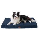 Bedsure Extra Large Dog Bed Washable - Orthopedic Dog Pillow and Mattress Mat for Dog Crate with Removable Plush Sherpa Cover, Navy, 104x74x9cm