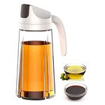 NANZU Oil Dispenser, Auto Flip Olive Oil Glass Bottle 600 ml Leak Proof Condiment Container with Automatic Cap and Stopper, Glass Bottles for Kitchen Cooking- Transparent