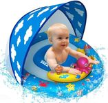 ZIZZ Baby Swim Float Toys - Baby Pools 6-12 Months, Pool Float with Canopy Swimming Toys for Baby 6-12 Months & 1 2 Year Old Toddler Summer Outdoor Play Kids Boy Girl Gifts