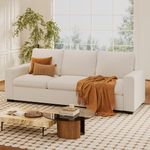 AMICLIBER 88 Inch Comfy Sofa Couch,Cloud Sofa Couch with Extra Deep Seats,Modern 3 Seater Sofa Couches,Cotton Linen Fabric Loveseat Sofas for Living Room, Dorm, Office, Apartment,Ivory White