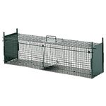 PawHut Two-Door Live Trap for Small Animals, Outdoor and Indoor Animal Trap for Rat, Mice, Mink, Rabbit, Racoon, Squirrels, 100 x 25 x 28cm - Dark Green