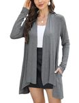 POGTMM Women's Open Front Casual Long Sleeve Lightweight Drape Cardigans Sweater Duster with Pockets (S-3XL), Charcoal Grey, 20-22