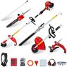 BU-KO 52cc Long Reach Petrol Multi Functional Garden Tool Including: Strimmer, Hedge Trimmer, Pruner Chainsaw, Brush Cutter with 2.4mm Thick Trimmer Line & 1m Extension Pole 1 Year Warranty