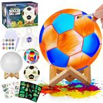 Paint Your Own Soccer Ball Lamp Kit, World Cup DIY 3D Night Light with Soccer Stickers & Wooden Stand, Art Supplies Creativity Arts & Crafts Kit for Kids, Teen Girls Kids Birthday Gift