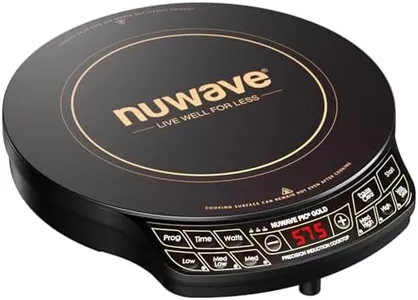 Nuwave Precision Induction Cooktop Gold, 12” Shatter-Proof Ceramic Glass Surface, Large 8��” Heating Coil, Portable, 51Temp Settings 100°F to 575°F, 3 Wattage Settings 600, 900, and 1500 Watts