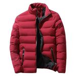 Men's Winter Down Coats Lightweight Warm Waterproof Thicken Jacket Winter Ski Hiking Travel Outerwear, Red, 3XL