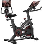 CURSOR FITNESS Indoor Cycling Bike, Stationary Bike for Home Workout, Magnetic Spin Exercise Bike, Extra Comfort Cushion Ventilated Seat, Extra Large Tablet & Bottle Holder