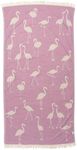 InfuseZen Turkish Towel - Thin & Absorbent Peshtemal Beach Bath Towels - 100% Cotton Oversized Hammam Fouta Towel Lightweight Pool, Gym, Travel Towel with Flamingo Design (Lilac)