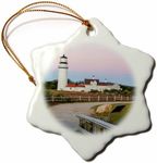 3dRose Highland Light in The Cape Cod National Seashore Truro, Massachusetts Snowflake Ornament, 3"