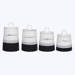 Young's Inc. 4 Pcs Set Rustic Modern Ceramic Canisters- Storage Containers for Kitchen and Bathroom - Beautiful Home Decor Accent to Store Food, Coffee, Tea, and More - Black, White