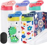 Joyclub 5 Pack Kids Sublimation Tumbler with Lid and Straw 12 oz Kids Sublimation Water Bottles Stainless Steel Sublimation Cups for DIY Insulated Tumbler Heat Press Print