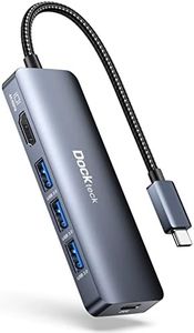 USB C to USB Adapter, USB C Hub with HDMI 4K@60Hz, USB C to USB C 100W Power Delivery, 3 USB 3.0 Ports, Dockteck 5-in-1 USB C Adapter for MacBook Pro/Air, iPad Pro/Air/Mini 6, Surface Pro, Steam Deck