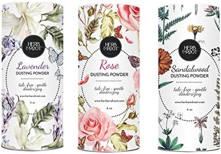 Herb & Root Talc Free Perfumed Body Dusting Powder Set of 3 with Rose, Lavender, and Sandalwood…