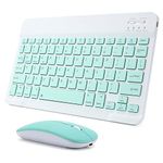 Rechargeable Bluetooth Keyboard and Mouse Combo Ultra-Slim Portable Compact Wireless Mouse Keyboard Set for Android Windows Tablet Cell Phone iPhone iPad Pro Air Mini, iPad OS/iOS 13 and Above (Green)