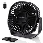 SmartDevil Desk Fan, USB Desk Fan USB Small Fan, 3 Speed Portable Desk Desktop Table Fan with Pasteable Hook, Dual 360° Adjustment Mini Fan, Strong Wind, for Home Office Travel (Black)