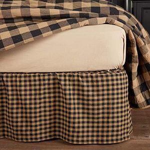 VHC Brands Black Check King Bed Skirt 78x80x16