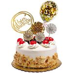 CCINEE Gold Birthday Cake Topper Kit,Confetti Balloon Acrylic Cake Decoration for Girls Women Birthday Party Supply