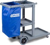 Carlisle FoodService Products Plastic Janitorial Cart, Rectangle Cart with Short Platform for Cleaning, 45 X 19 X 39 Inches, Gray