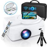 Full HD WiFi Bluetooth Projector Built in DVD Player, 9800LM 1080P Supported, Portable Mini DVD Projector for Outdoor Movies, 250" Home Theater, Compatible with iOS/Android/TV Stick/PS4/HDMI/USB/TF