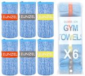 Eunzel 6 Pack Microfiber Gym Towel,Quick Dry Sweat Towel Silver Ion Absorbent Towels for Workout Sports Exercise Fitness Gear Tennis, Blue