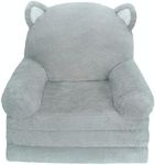 MONKISS 2-in-1 Toddler Couch Chairs Comfy, Kids Chair Couch, Mini Couch, Flip Out Sherpa Kids Sofa, Baby Couch, Chair for Toddlers 1-3, Kids Lounge Chair Reading Chair, Kids Couch Bed Fold Out, Grey