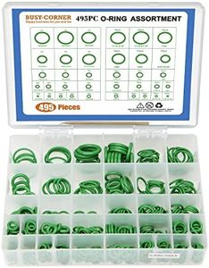 BUSY-CORNER 495 Pieces SAE Metric O Ring Kit with O-Ring Pick & Installation Tools Rubber Washer Orings for A/C Professional Plumbing Automotive(Green Green)