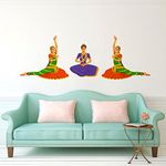 rawpockets ' Bharatanatyam Classical Dance ' PVC Vinyl Matte Finish Wall Sticker- Multicolor (Wall Coverage Area - Height 60cm X Width 175cm) Pack of 3