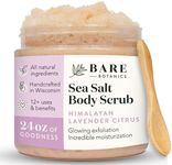 Bare Botanics Lavender Grapefruit Body Scrub 24oz | Made in Madison, WI | All Natural Himalayan Sea Salt Exfoliator w/Skin Loving Moisturizers | Vegan Cruelty Free Salt Scrub w/a Cute Wooden Spoon