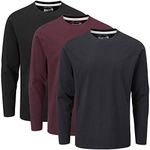 Charles Wilson 3 Pack Long Sleeved Plain Crew Neck T-Shirt (L, Dark Essentials 21 (0822))