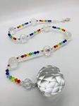Meshwo Crystal Prism Suncatcher Rainbow Beaded Glass Art Hanging Crystal Sun Catcher Prism Ball for Christmas Tree Decoration and Car Pendants