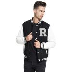 Koverify Unisex Adult Cotton Blend Standard Length Letterman Jacket (Black-R_Small)