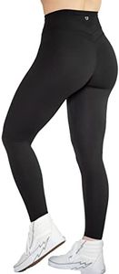 TomTiger Women's Yoga Pants 7/8 High Waisted Workout Yoga Leggings for Women Butt Lifting Tummy Control Booty Tights, Black, Medium