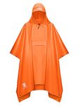 SaphiRose Multifunctional Mens Womens Rain Poncho Waterproof Outdoor Raincoat Jacket Adults (Orange)