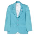 CAVIO Boys TurquoiseBlue Regular Fit Solid Cotton Blazer and T-Shirt