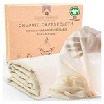 Muslin Cloths for Cooking, Certified Organic Cheese Cloths for Straining, Fine Reusable (Large Cut 1.5m x 1.0m)