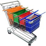 Trolley Bags for Shopping Cart-Set of 4 Shopping cart Bags for Groceries with Cooler Bag & Egg/Wine Holder.Eco-Friendly 4 Reusable Grocery Cart Bags/Grocery Tote Bag/Cart Daddy(Orange,Green,Red,Blue)