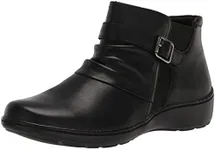 Clarks Women's Cora Rouched Ankle Boot, Black Leather, 8