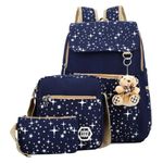 Kids Backpack School Bag Set - Girls Boys Waterproof Bookbag Rucksack Daypack 3 Piece Set with Crossbody Bag, Pencil Case or Phone Bag for Teenage Primary Secondary Junior High School (Blue)