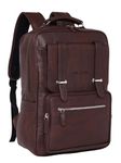 FUR JADEN Vegan Leather Stylish 15.6 Inch Laptop Backpack Travel Weekender Bag For Men Women (Brown)