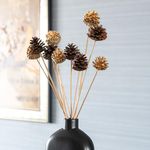 Flowers and Fillers Golden & Brown Pine Cone 10 Sticks |Home Decor and Vase Fillers