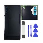 Galaxy Note 10 Plus Back Glass Replacement Housing Door Panel Parts for Samsung Galaxy Note 10+Note 10 Plus with Camera Lens and Pre-Install Tape + Tools (Black)