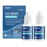 Amazon Basic Care Eye Drops with Sodium Hyaluronate 0.2% and Flower Distilled Water, 15 ml, Pack of 2