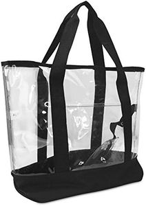 20" Large Clear Tote Bag with Small Pouch, Clear, Large