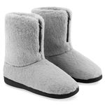 CityComfort Womens Slippers - Fluffy Boot Slippers Indoor House Shoes for Women and Teenagers Sizes 3-8 Non Slip Sole Slippers - Gifts for Her (Grey, 8 UK)