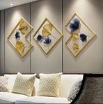 Design World Gifts And Interiors Metal Wall Art | Wall Decor/Wall Sculpture/Gingko Leaf Hanging/Decor | For Living Room, Office, Bedroom, Hotel Set of 3